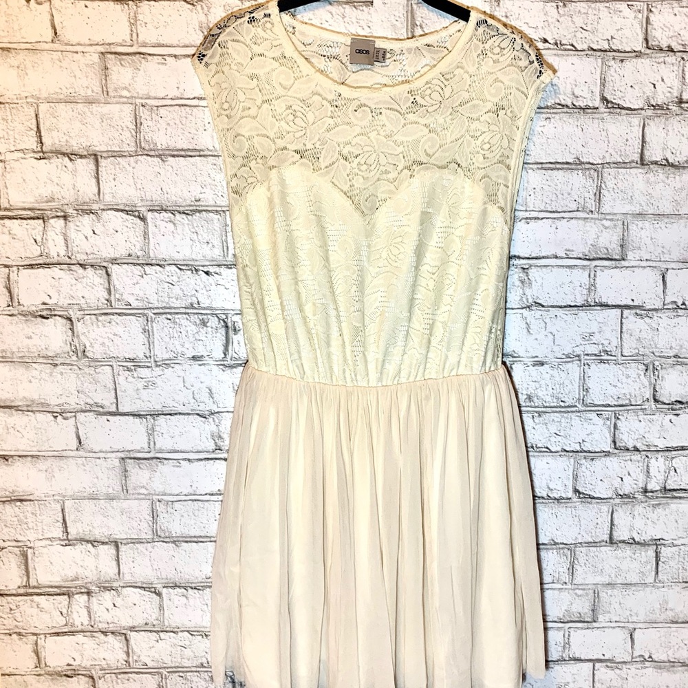 ASOS lace top cream dress size 8